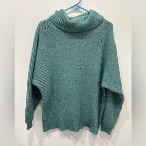 American Eagle Knit Turtleneck Sweater Teal Women’s Medium Cozy Oversized